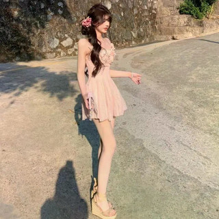 Đầm xuân thu phong cách mới, ren ngọt ngào ôm eo, dáng sling gợi cảm