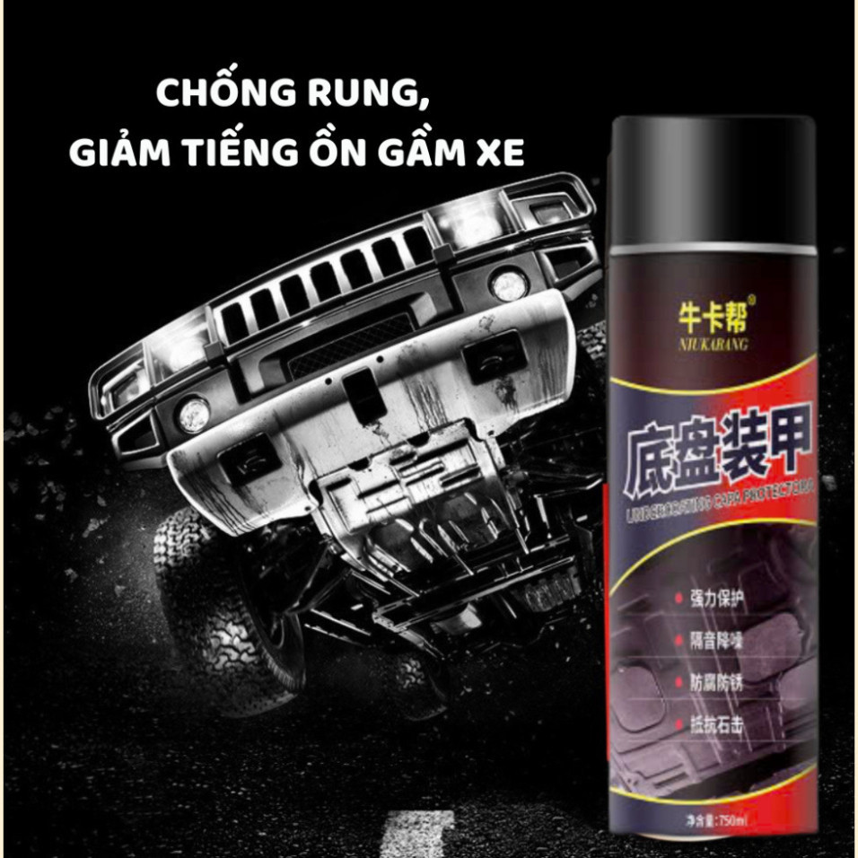 Sơn Phủ Gầm Cao Su Non Sơn Xịt Gầm Xe Ô Tô Chống Ồn Rỉ Sét Xịt Tay Khung Gầm Xe Hơi 750ml