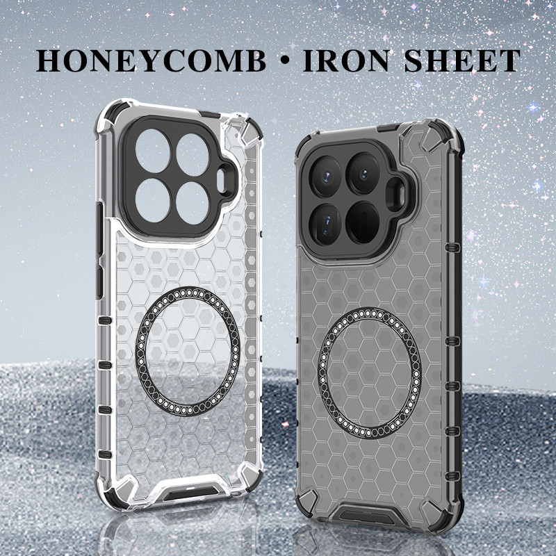 Ốp điện thoại từ tính tản nhiệt tổ ong cho Xiaomi 15T 15 14T 14 13T 13 12 12X Pro Ultra POCO C85 C75 C71 F6 F5 M6 X7 X6 Pro 4G 5G Vỏ bọc cảm giác da chống rơi