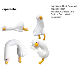 (Superbaby) Tượng vịt hoạt hình dễ thương Trang trí vịt cho màn hình máy tính Hình vịt Mini bằng nhựa 3d Hình vịt hoạt hình dễ thương Trang trí để trang trí màn hình Tv máy tính ô tô - dành cho bạn bè