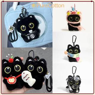 [COD] Móc khóa búp bê sang trọng cho mèo đen PURECOTTON0, Mặt dây chuyền túi đeo vai khăn quàng cổ, Vòng chìa khóa ô tô máy ảnh dễ thương Quà tặng