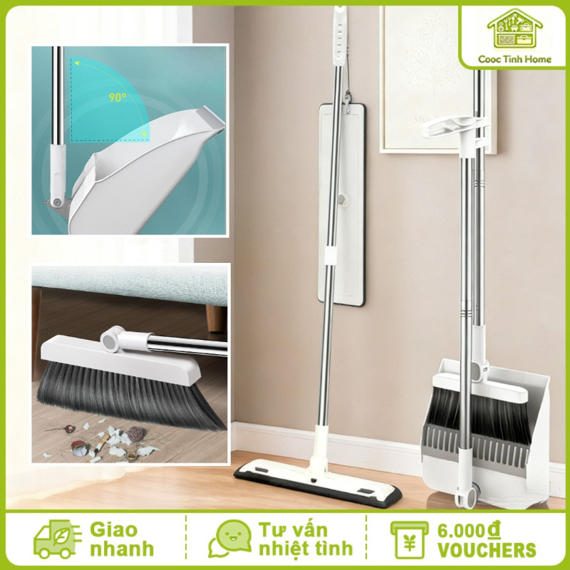 Bộ Chổi Quét Nhà Gấp Gọn 2 Trong 1 Cán Dài Xoay 180 Độ Chất Liệu ABS Đa Năng Tiện Lợi Cho Nhà Ở Văn Phòng