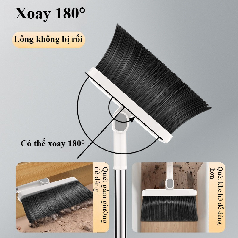 Bộ Chổi Quét Nhà Gấp Gọn 2 Trong 1 Cán Dài Xoay 180 Độ Chất Liệu ABS Đa Năng Tiện Lợi Cho Nhà Ở Văn Phòng
