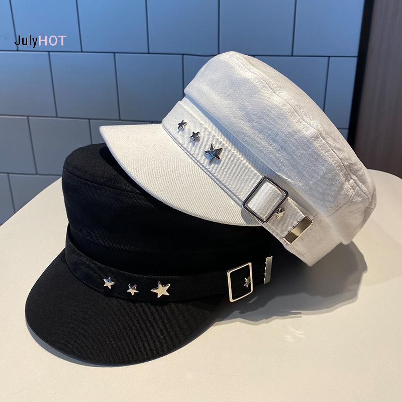 JULYHOT Mũ Nồi Nữ Mũ Lưỡi Vịt Cotton Xuân Thu Đông Anh Retro Phong Cách Hải Quân Hàn Quốc Báo Họa Sĩ Mũ Massivedeals