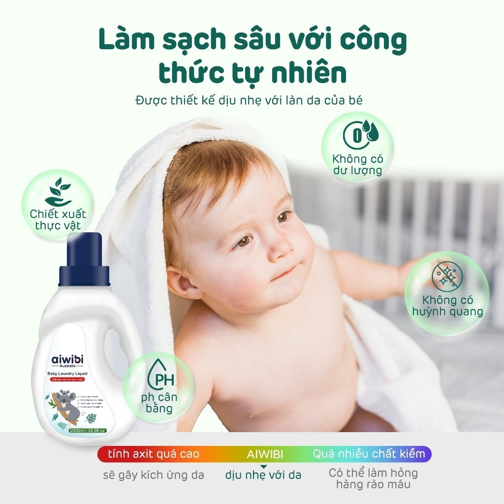 Túi Nước Giặt Aiwibi Giặt Đồ Lót và Đồ Cho Bé , Bảo Vệ Vải Mềm Mại, Loại Vết Bẩn Hiệu Quả (250ml)