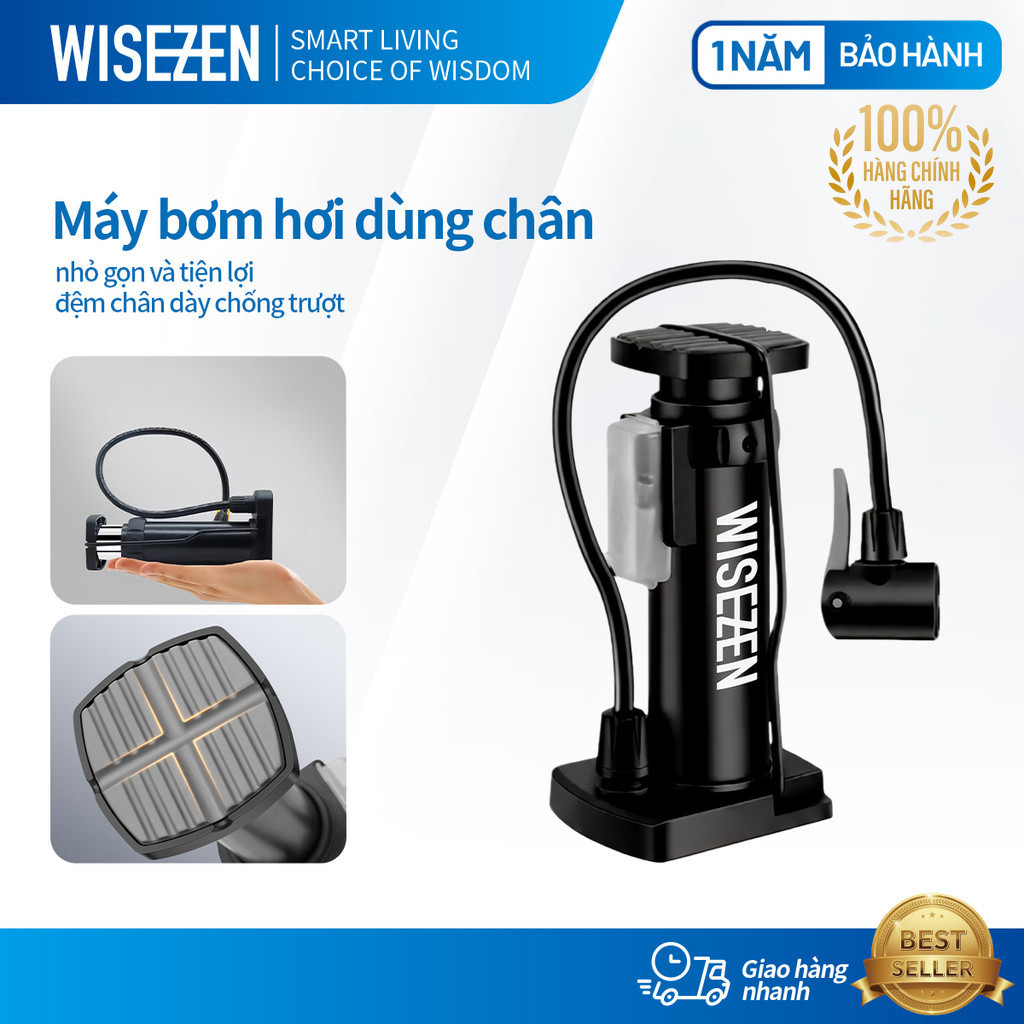 Bơm đạp Chân Dùng Bơm Xe Máy Bơm Xe đạp Với Các đầu Van đa Năng Wisezen
