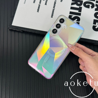 Hình dạng hình học sáng tạo phù hợp cho ốp điện thoại Samsung S25Ultra, Galaxy S25FE từ tính S25 trong suốt S24 + S25Edge bóng S24Ultra nhiều màu sắc