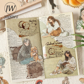 JIANWU Comforttable Life Series Kawaii Cô Gái Nhân Vật Phong Cảnh Chất Liệu Cắt Dán PET Nhãn Dán Sáng Tạo DIY Tạp Chí Văn Phòng Phẩm