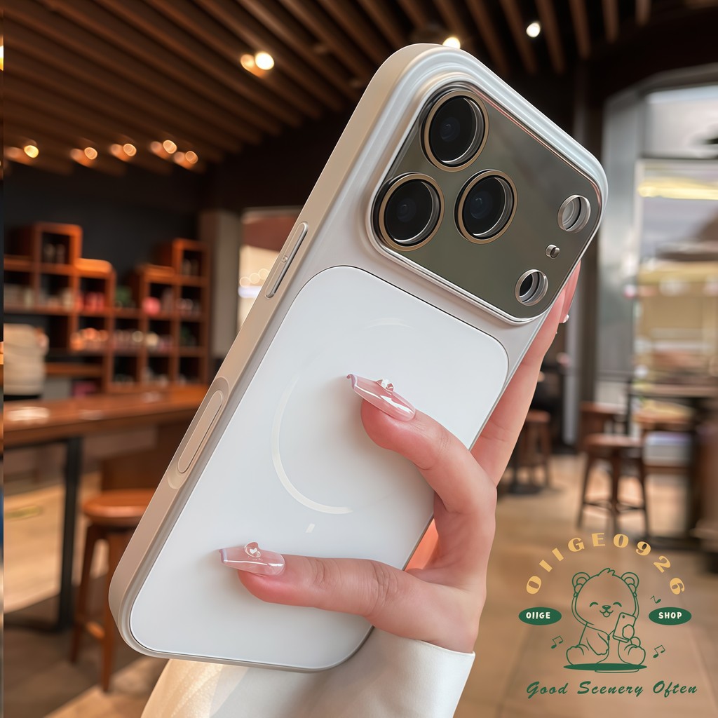 【 Ốp lưng iPhone17 】 Vỏ điện thoại từ tính laser lỏng màu cam iphone17 Pro Max 16 15 14 13 cho vỏ iPhone Vỏ mềm silicon TPU chống sốc