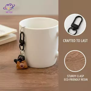 HFTOY Nữ Mèo Móc Khóa Với Hoạt Hình Chocolate Cà Phê Mặt Dây Chuyền Ví Dễ Thương Phụ Kiện Túi Đi Học Móc Khóa Quà Tặng ~
