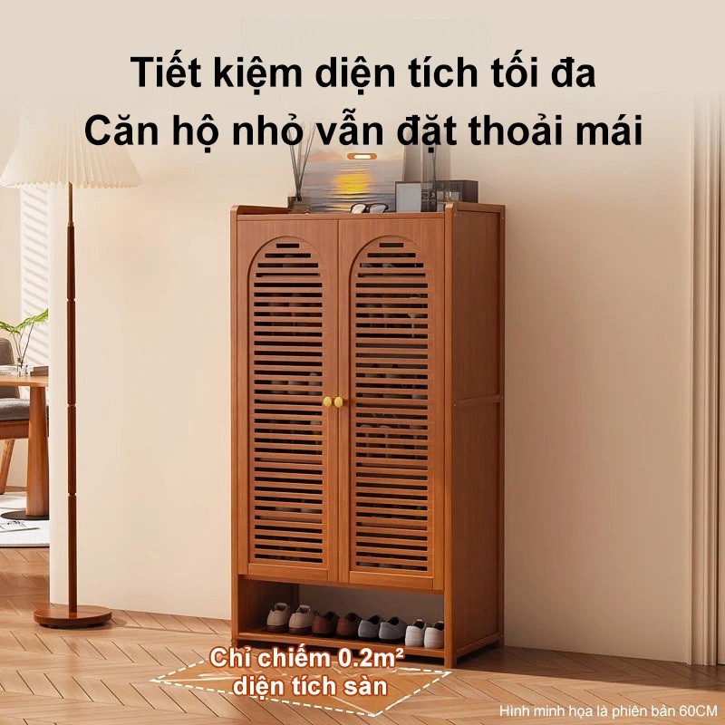 Tủ Giày Gỗ Thông Gió Tự Nhiên Cửa Lá Sách Hình Vòm - Bảo Vệ Giày Khỏi Ẩm Mốc Cho Vùng Khí Hậu Nồm