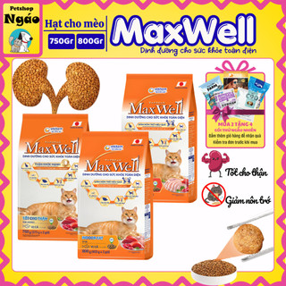 Hạt Cho Mèo MAXWELL 750g/800g Công Thức Giàu Chất Xơ Hỗ Trợ Thận Và Hạn Chế Nôn Trớ