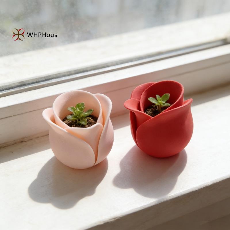 < WHPHous-t > Chậu cây hoa hồng Mini Bình hoa sáng tạo Máy trồng để bàn Chậu trang trí văn phòng tại nhà nhỏ Đẹp