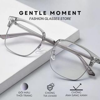 Kính đổi màu GENTLE MOMENT nam nữ chống tia UV chống ánh sáng xanh thời trang phong cách Clubmaster GMX159