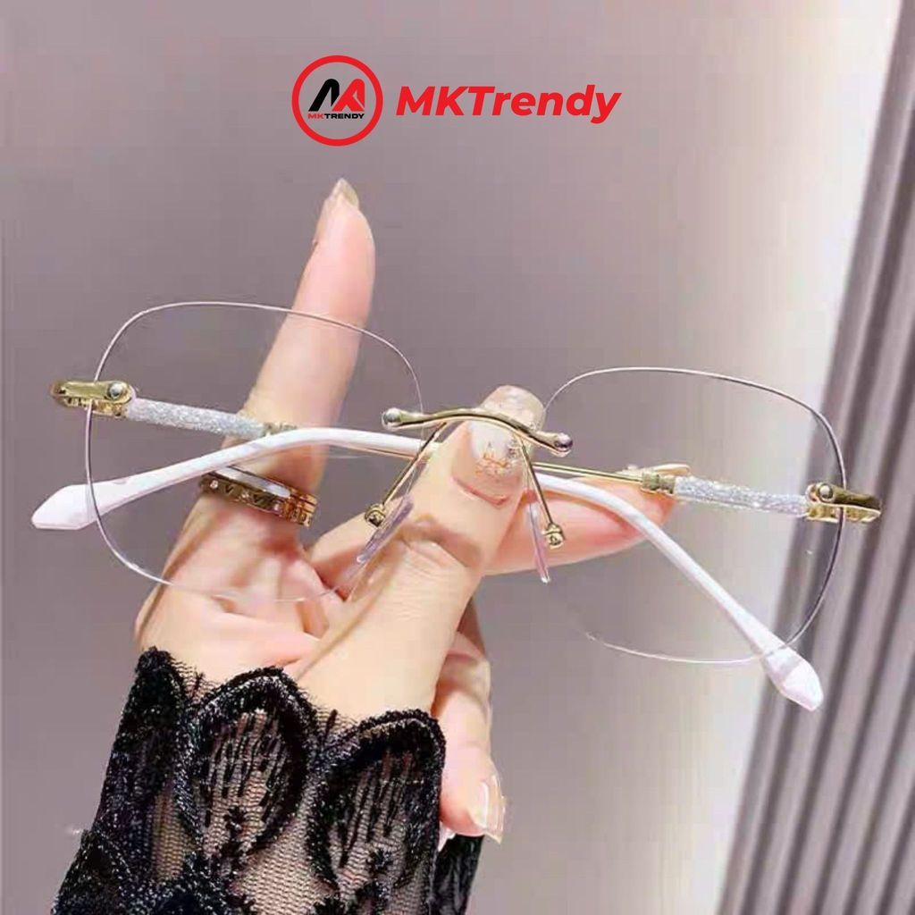 Kính không viền gọng kim loại đổi màu thời trang nam nữ chống ánh sáng xanh chống tia UV kính tổng tài X22