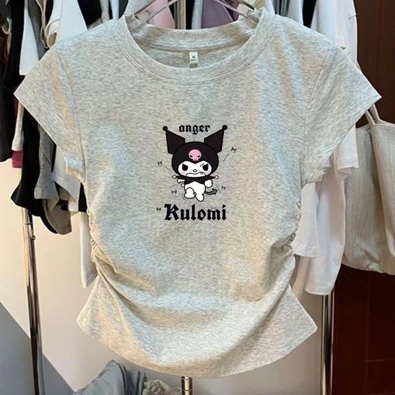 2026 Mới Sanrio Hoạt Hình In Hình Bé Gái Áo Thun Nữ Tay Ngắn Có Dây Rút Thiết Kế