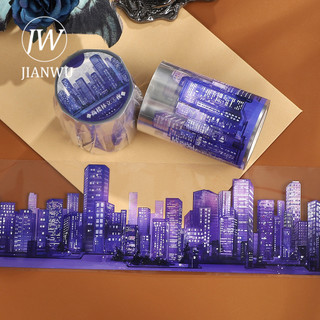 JIANWU 60mm * 5m Vintage Màu Tím Xây Dựng Phong Cảnh Chất Liệu Cắt Băng Thêu Sò PET Sáng Tạo DIY Tạp Chí Văn Phòng Phẩm