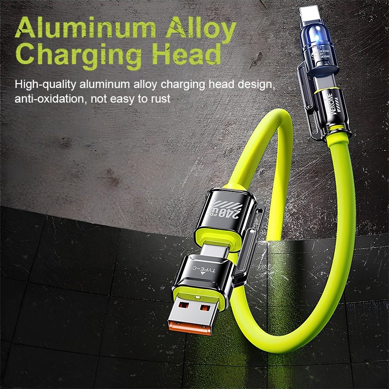 Dây Sạc 4 Trong 1 Sạc Nhanh 240W Dây Sạc 4 Đầu Type C/ USB Sang Type-C 1.0M Cáp Sạc Điện Thoại