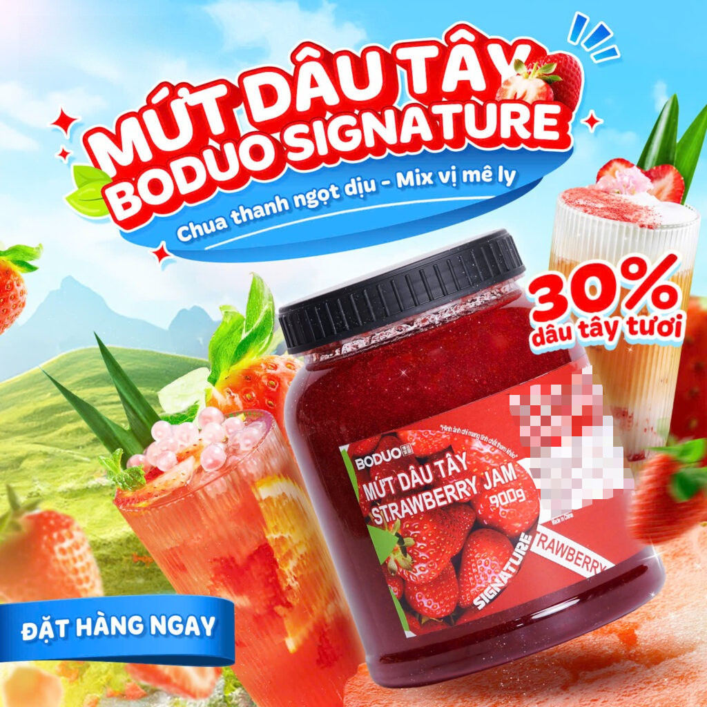 Mứt Trái Cây Boduo Đủ Hương Vị Hộp 1kg, Đa Ứng Dụng Pha Chế Đồ Uống Và Làm Nhân Bánh