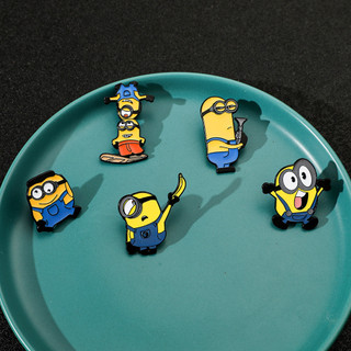 5 Cái / bộ Despicable Me Minions Huy Hiệu Kim Loại Hợp Kim Thổ Cẩm Phụ Kiện Pin