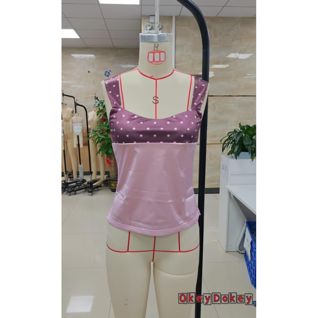 [OKDK] Camisole satin chấm bi buộc lưng nhẹ nhàng