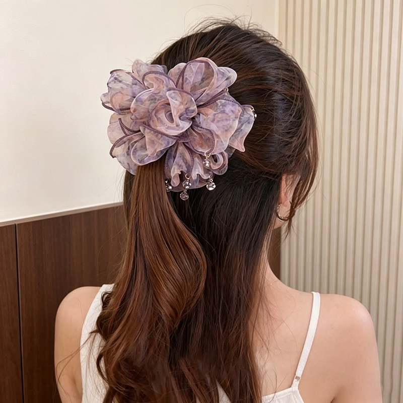 Scrunchy Dây Buộc Tóc Phong Cách Mới 2026 - Hoạ Tiết Hoa, Thích Hợp Cho Styling Tóc và Đeo Làm Mũ Đội Đầu