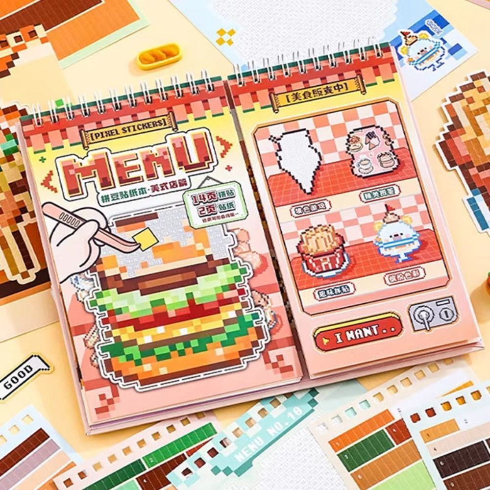 YOLOGO Pixel Art Sticker Book, 30 miếng dán xoắn ốc, trang trí album sáng tạo, thiết kế Pixel Art Series 3.0