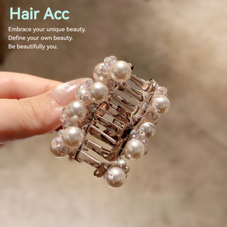 Đinh kẹp tóc tông màu champagne sáng bóng với trang sức ngọc trai và kim cương giả - Phụ kiện tóc công chúa cao cấp