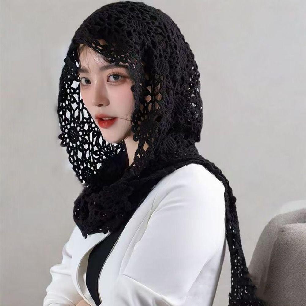 Khăn trùm đầu ren mỏng, Khăn quàng cổ màu trắng cổ điển phong cách Hàn Quốc  khăn trùm đầu mùa hè