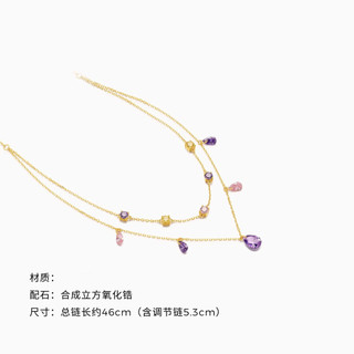 Vòng cổ nữ zircon hai lớp màu tím giọt nước, phong cách châu Âu