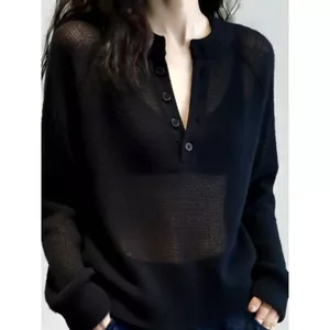 Quần áo chống nắng lụa băng đen nữ, dài tay, dáng rộng, màu trơn