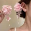 SHUPUN Vải Ngọt Ngào Kẹp Tóc Hoa, Phụ Kiện Tóc Tua Rua Cao Cấp Kẹp Tóc, Thời Trang Thanh Lịch Nữ Bên Kẹp Mũ Cô Dâu