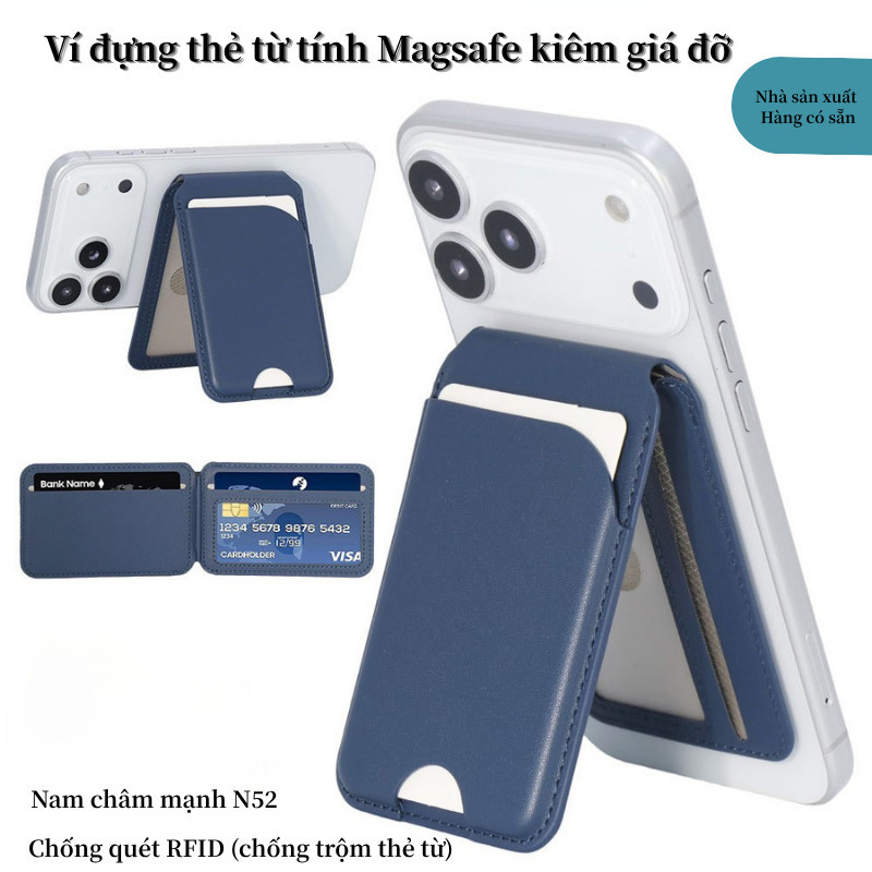 Ví Đựng Thẻ Magsafe – Ví Từ Tính Làm Giá Đỡ Điện Thoại, Thiết Kế Dung Tích Lớn, Phụ Kiện Di Động Đa Năng