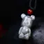 Mặt dây chuyền gấu Jadeite đen hạng A tự nhiên - Họa tiết sáp chạm khắc bằng tay - Hạt mã não đỏ - Dây bện màu đen - Thiết kế dân tộc được chứng nhận - Quà tặng Unisex