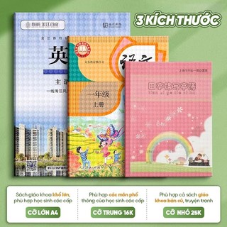 Decal Bọc Sách Vở Trong Suốt Tự Dính, Mềm Dai Chống Nước, 3 Cỡ Lớn Vừa Nhỏ, Kèm Nhãn, Thích Hợp Mọi Loại Sách Giáo Khoa