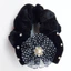 Scrunchie Nhung Đen Thanhtags Nơ Ngọc Trai & Ren - Phụ Kiện Tóc Thanh Lịch