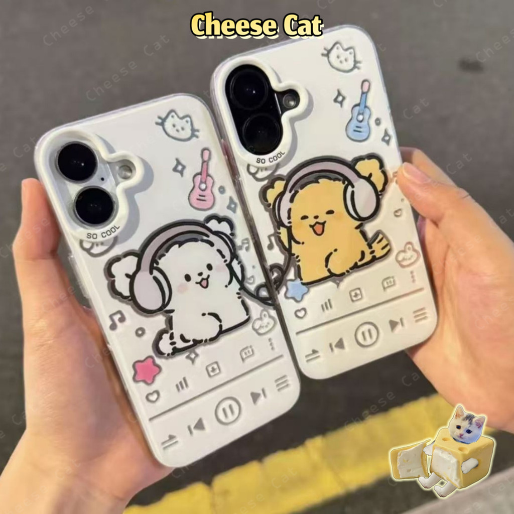 Dòng Nhạc Cún Con Cặp Đôi Dành Cho iPhone 13 14 15 12 11 16 17 Pro Max 16E Xs Max XR 7Plus Có Gương Giá Đỡ Điện Thoại