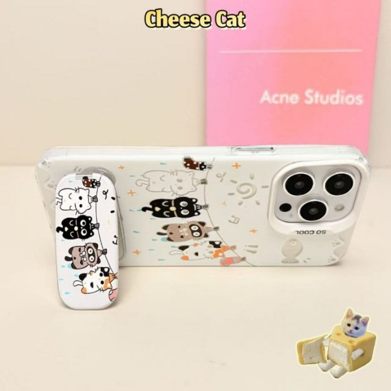 Ốp Lưng Gương Đứng Dễ Thương Bốn Chú Mèo Con Ốp Lưng Điện Thoại iPhone 16 15 14 13 12 11 17 Pro Max Xs Max XR 16E 7Plus