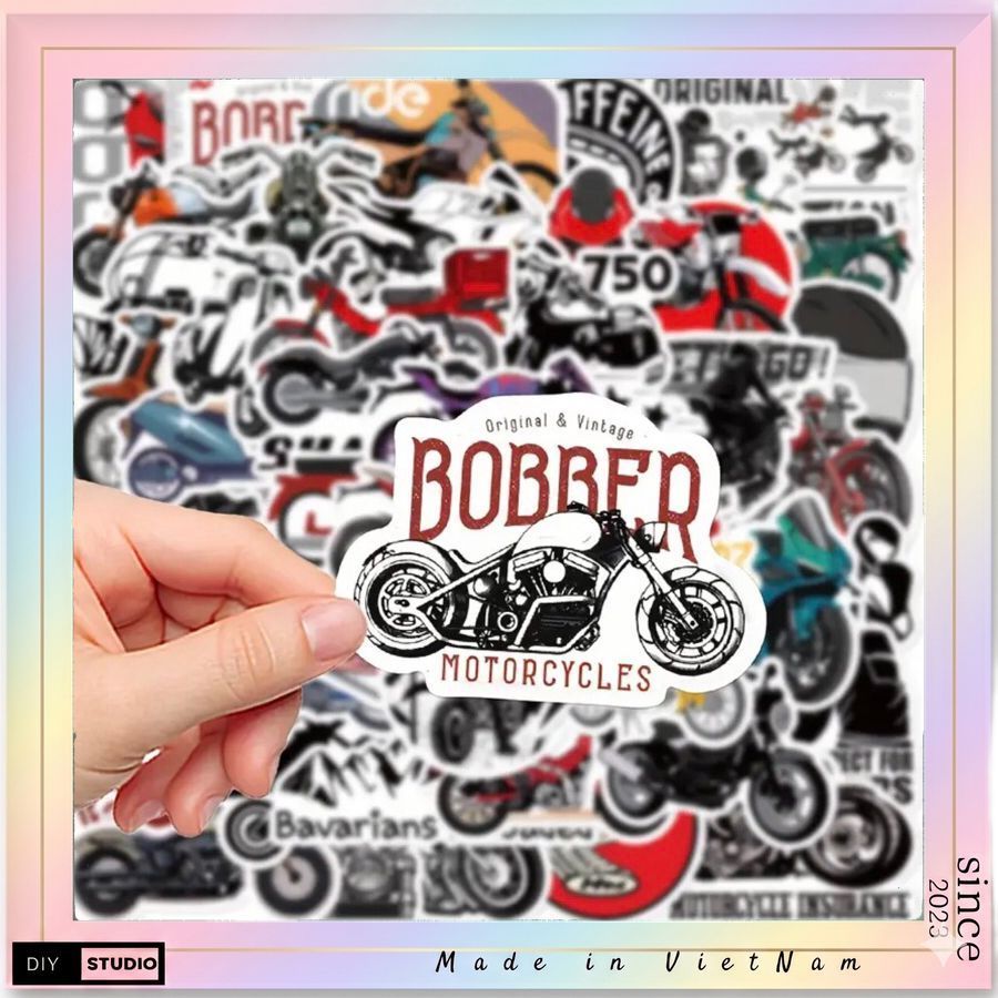 100 sticker xe máy phong cách Retro sticker dán mũ bảo hiểm, điện thoại, đàn guitar, laptop, vali,… chống nước tốt