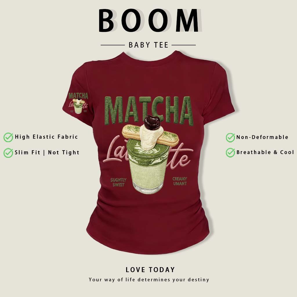 BOOM Áo thêu Baby Tee Nữ Cotton Ôm Body-Áo Thun Ngắn Tay Y2K In Hình PhongCách Mùa Hè, Cổ Tròn Hàng Đầucách hàn phong 02