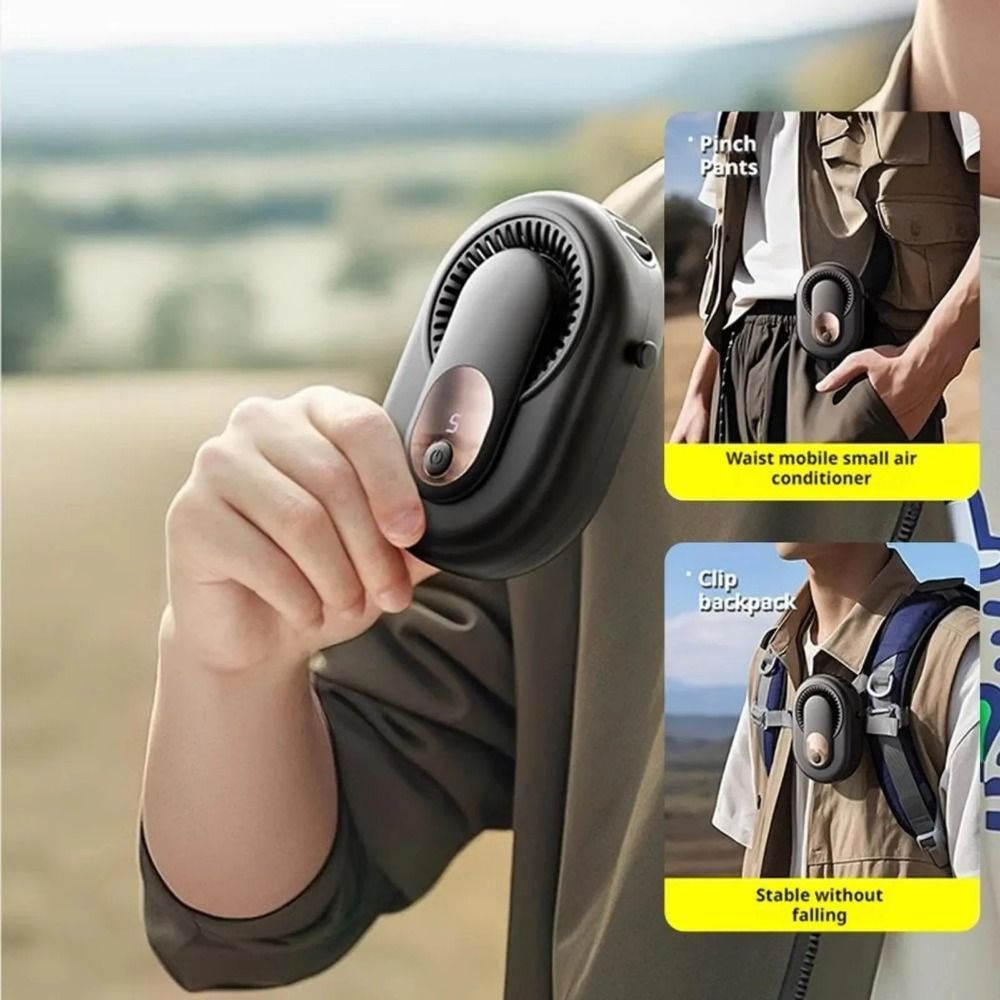 Quạt Kẹp Eo DOAOV78N, Quạt Treo Cổ Mini 5 Chế Độ, Làm Mát Chống Thấm Nước Nhẹ Tay Mini Quạt Điện Câu Cá Cắm Trại