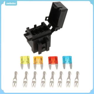 Rơle & 4 Bộ Đế Cầu Chì 4 Rơle Pin & Flasher, Hộp Ổ Cắm Giá Đỡ Cầu Chì SUV Ô Tô