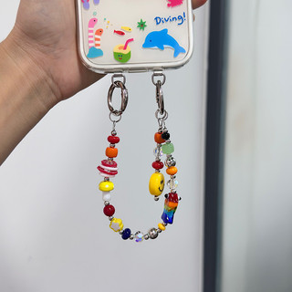 Ngôi Sao Giấc Mơ Cầu Vồng Điện Thoại Di Động Dây Xích ins Phong Cách Dopamine Ngôi Sao Bướm Handmade Đính Hạt Túi Treo Dây Xích Nhiều Màu Sắc Đồ Trang Trí