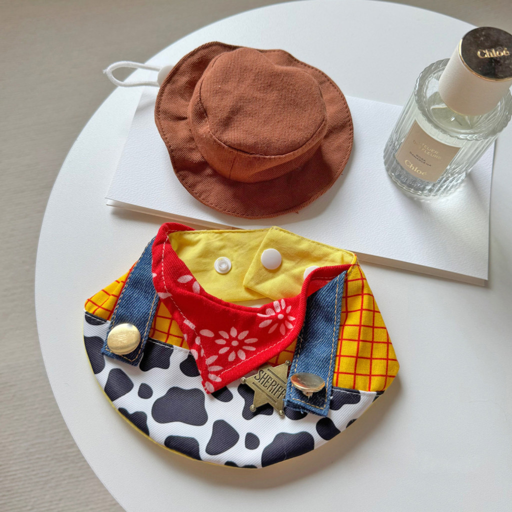 [Pet-Eleven] Yếm Mèo Hoạt Hình Yếm Chó Dễ Thương Phong Cách Denim Đẹp Trai Thoáng Mát Dễ Thương Nước Bọt Khăn Trang Trí Thú Cưng Chó Nhỏ