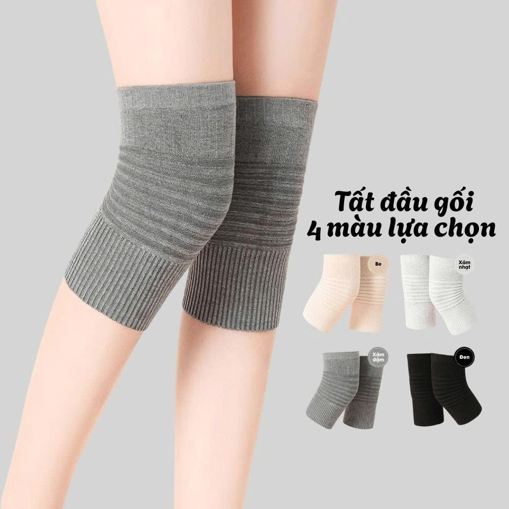 Combo 2 đôi tất đầu gối co giãn cao, thoáng khí, chống trượt 360° giữ nhiệt bảo vệ khớp gối