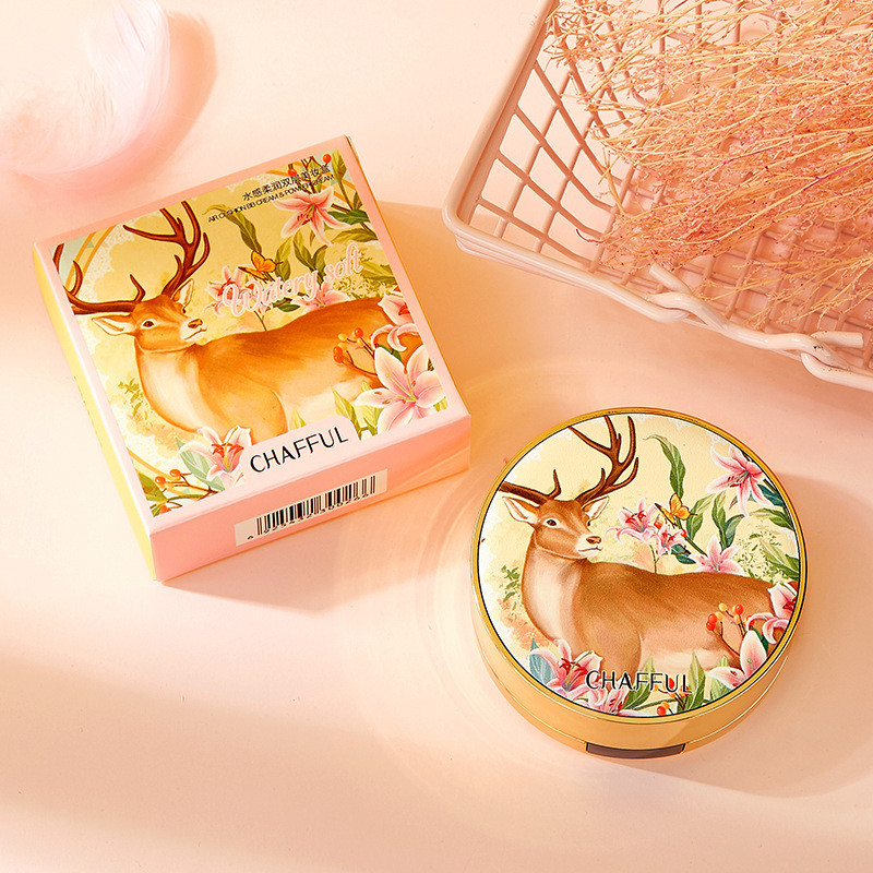 CHAFUL Watery Softening Beauty Box Powder Cream có gương Hộp trang điểm Mini hai lớp + Đệm 12.24