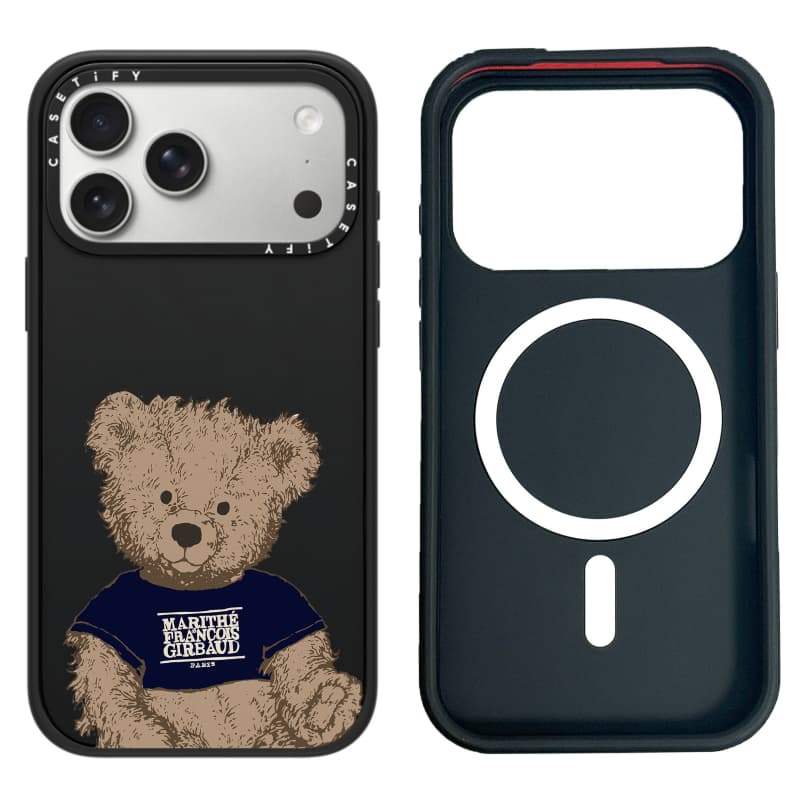 CASECASE X MARITHÉ Doodle Bear Case White Camera Ring Edition Matte Đen Cứng Hút Từ Tính Tác Động Dành Cho Apple IPhone 13 14 15 16 17 Pro Max Air Plus Có Hộp