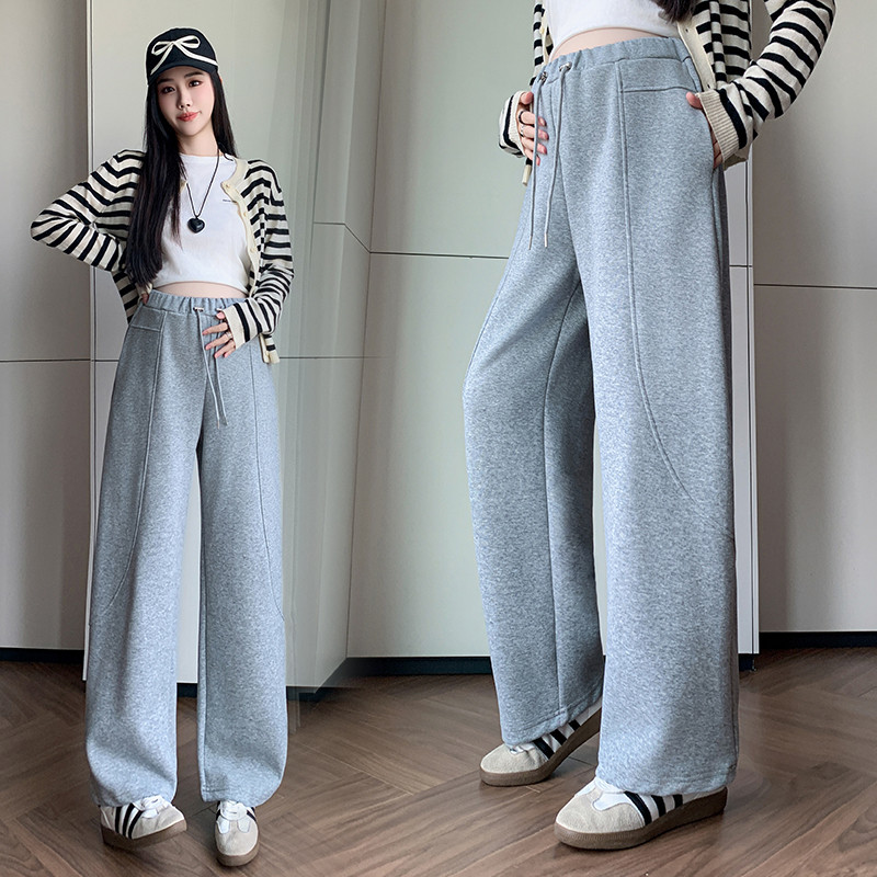Quần bà bầu eo cao thể thao ống rộng phù hợp thu đông
