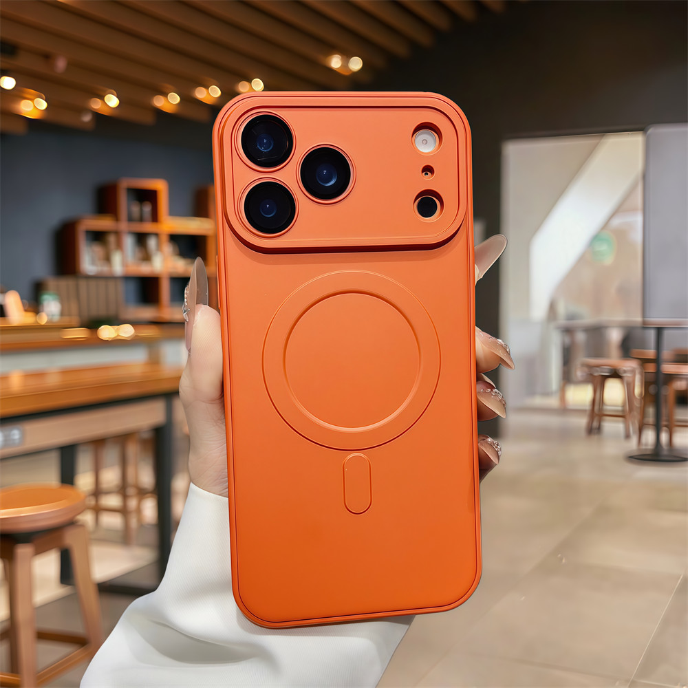 Ốp điện thoại từ tính màu đơn giản cho iPhone 17 Pro Max 11 12 13 14 15 16 pro max Vỏ bảo vệ điện thoại vỏ mềm bảo vệ ống kính chống rơi