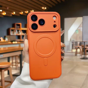 Ốp điện thoại từ tính màu chất lượng cao cho iPhone 17 Pro Max 11 12 13 14 15 16 pro max Vỏ bảo vệ điện thoại vỏ mềm bảo vệ ống kính chống rơi